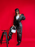 LUX leather imitation pants "BE STRONGER LD3347" - BLACK